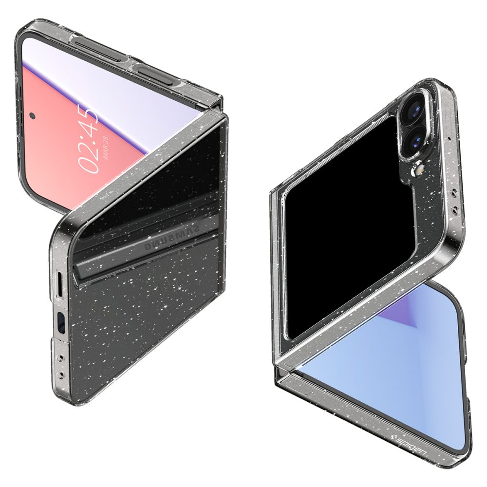 Custodia per Samsung Galaxy Z Flip7 FE F761 / Z Flip6 F741, Spigen, Air Skin Glitter, Trasparente