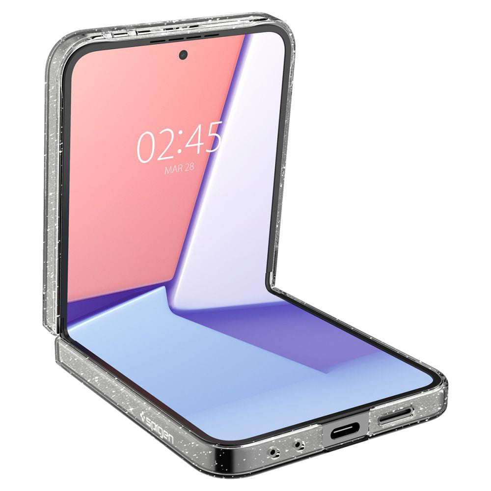 Custodia per Samsung Galaxy Z Flip7 FE F761 / Z Flip6 F741, Spigen, Air Skin Glitter, Trasparente