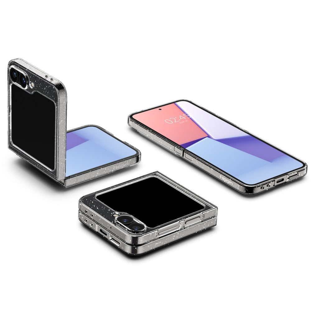 Custodia per Samsung Galaxy Z Flip7 FE F761 / Z Flip6 F741, Spigen, Air Skin Glitter, Trasparente