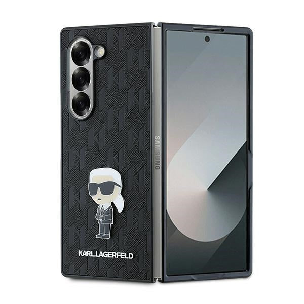 Custodia per Samsung Galaxy Z Fold6 F956, Karl Lagerfeld, Saffiano Monogram Ikonik, Nera