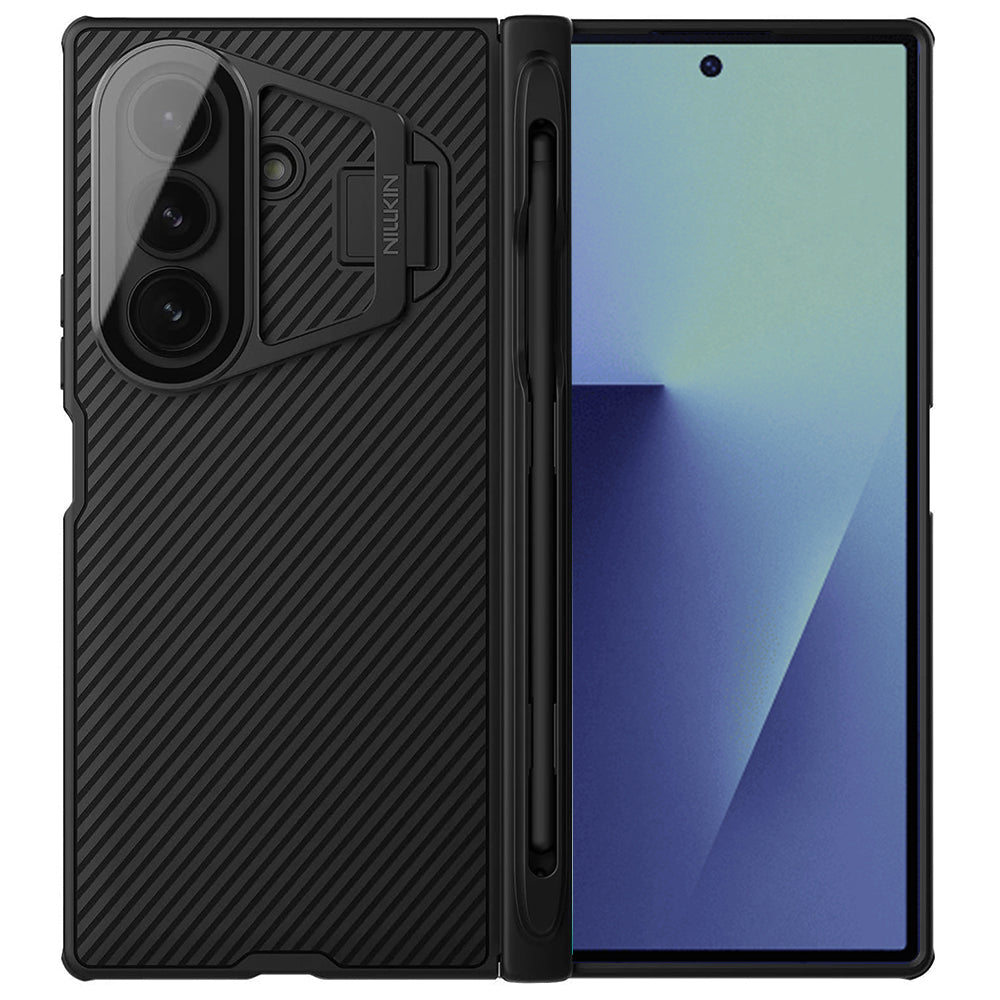 Custodia per Samsung Galaxy Z Fold7 F966, Nillkin, CamShield Prop con copertura trasparente per lente e supporto per S-Pen, Nera