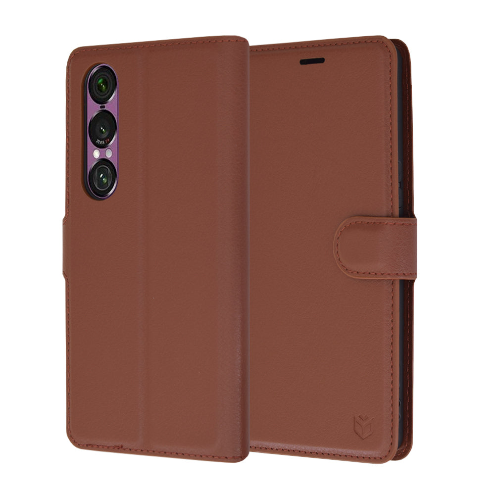 Custodia per Sony Xperia 1 VI, Techsuit, Leather Folio, Marrone