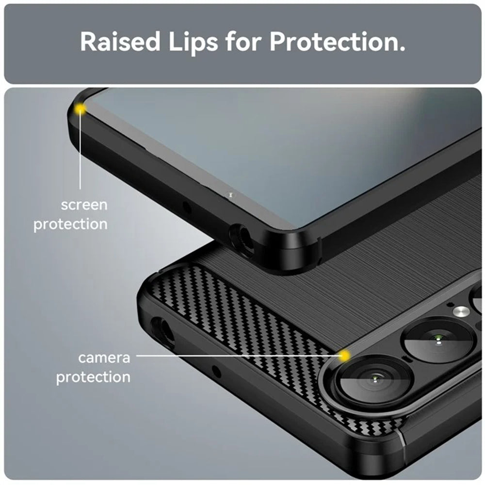 Custodia per Sony Xperia 1 VII, Techsuit, Carbonio, Nera
