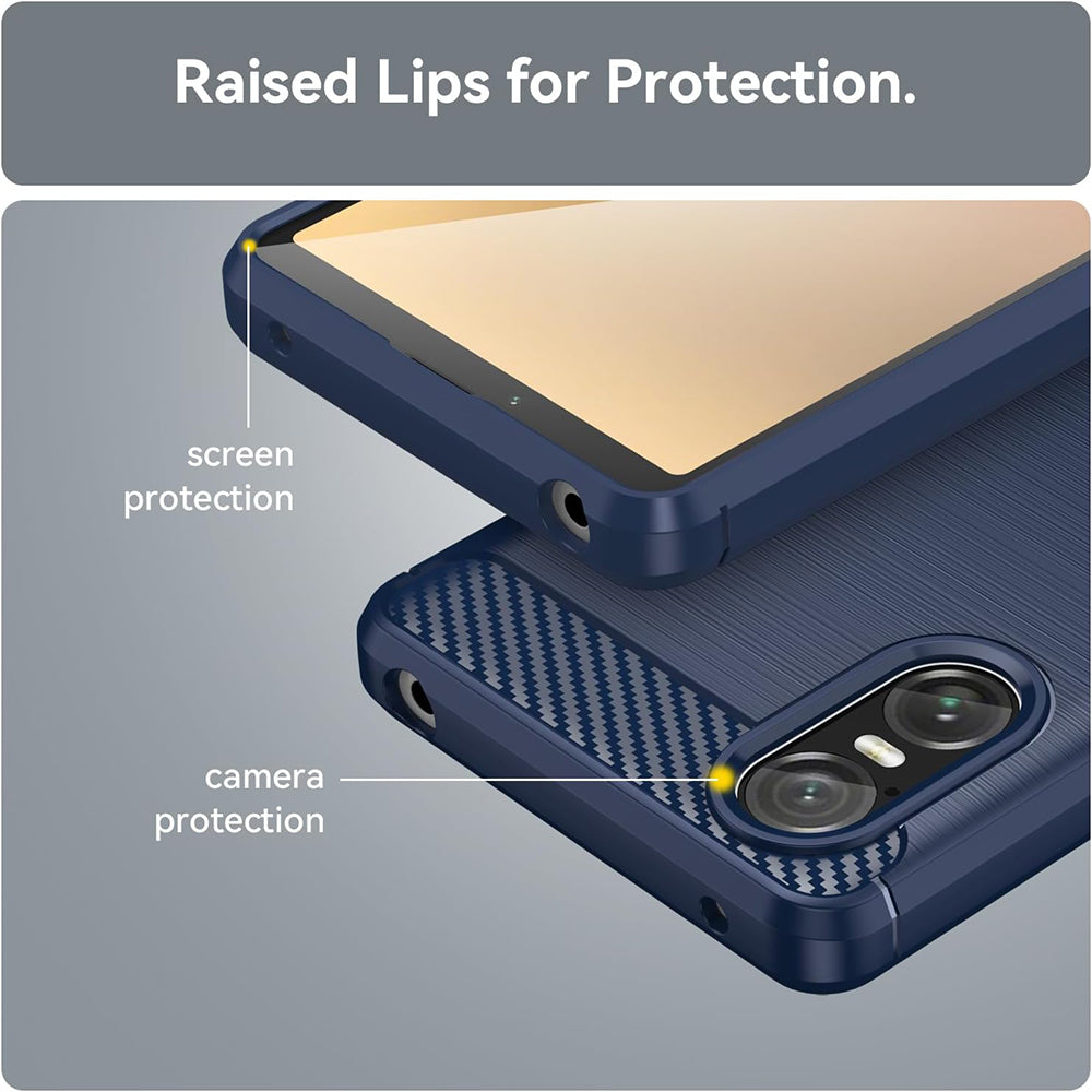 Custodia per Sony Xperia 10 VI, Techsuit, Carbonio, Nera