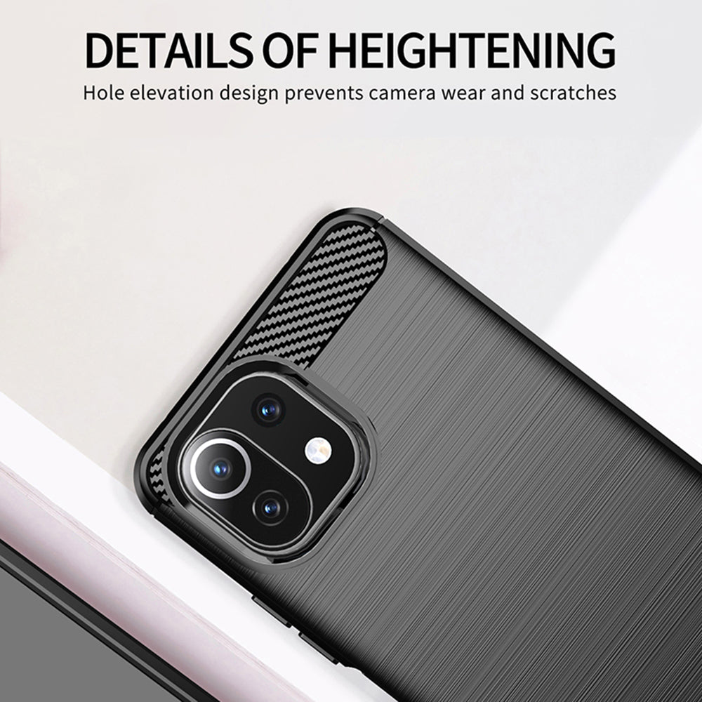 Custodia per Xiaomi 11 Lite 5G NE / Mi 11 Lite 5G / 11 Lite, Techsuit, Carbonio, Nera