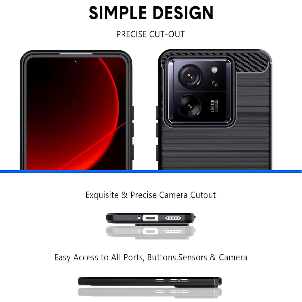Custodia per Xiaomi 13T Pro / 13T, Techsuit, Carbonio, Nera