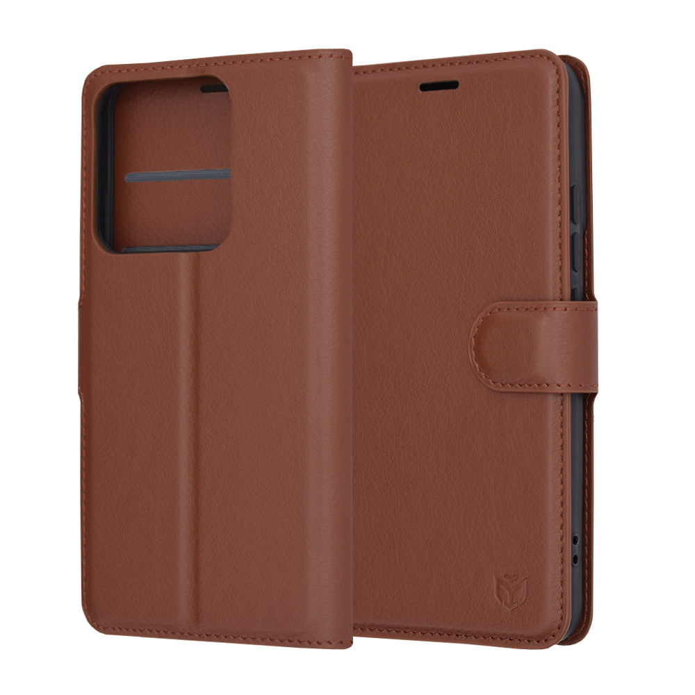 Custodia per Xiaomi 14, Techsuit, Leather Folio, Marrone