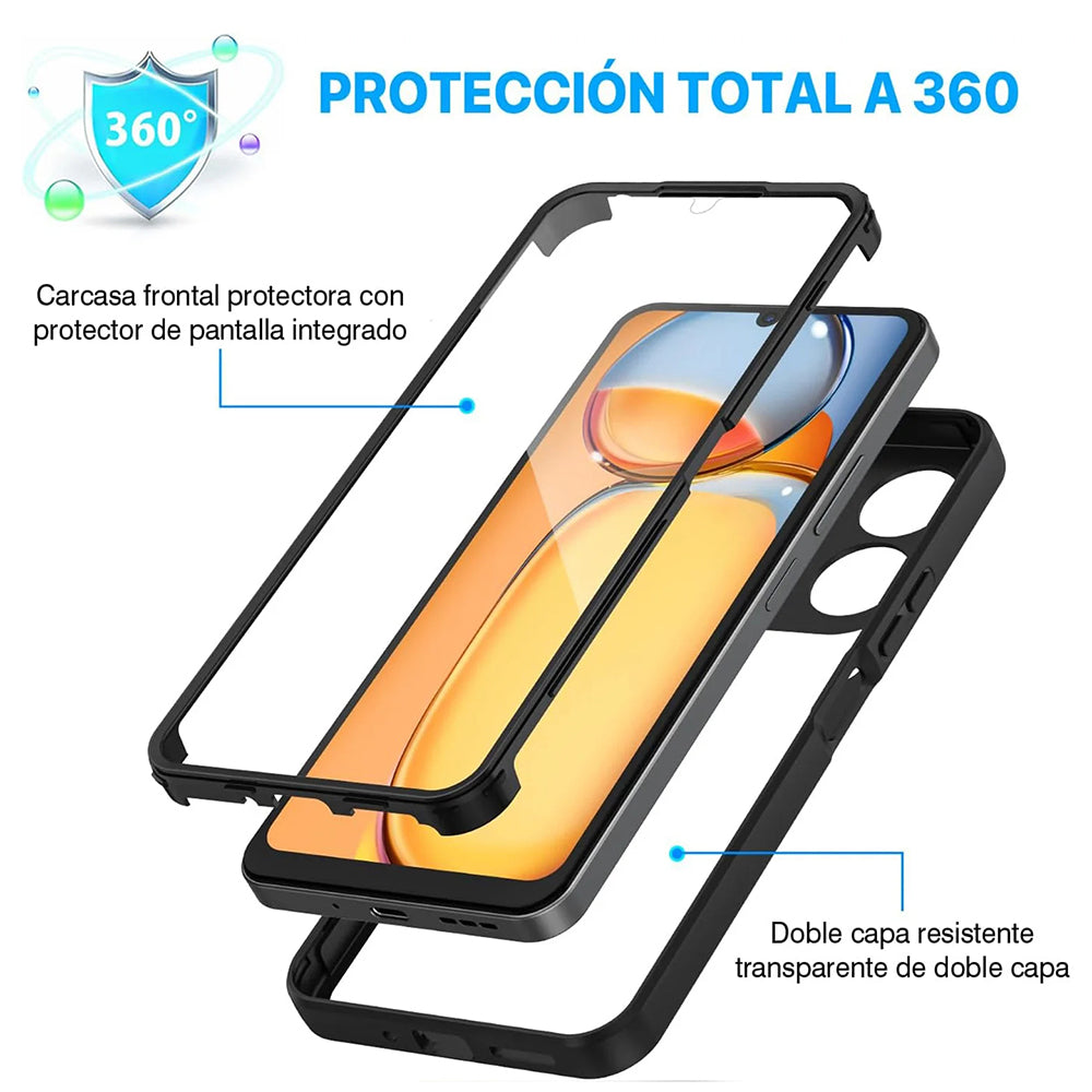 Custodia per Xiaomi Poco C65 / Redmi 13C, Techsuit, ColorVerse 360, Nera