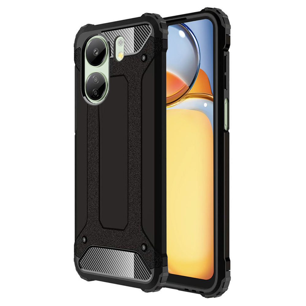 Custodia per Xiaomi Poco C65 / Redmi 13C, Techsuit, Hybrid Armor, Nera