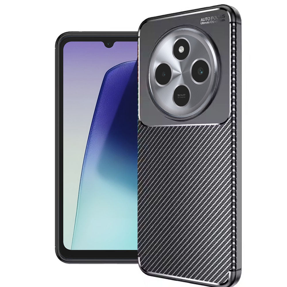 Custodia per Xiaomi Poco C75 / Redmi 14C, Techsuit, CarbonFiber, Nera