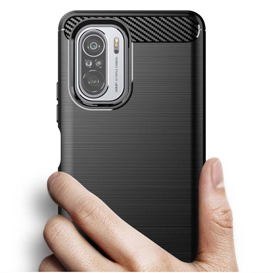 Custodia per Xiaomi Poco F3 / Mi 11i, Techsuit, Carbonio, Nera