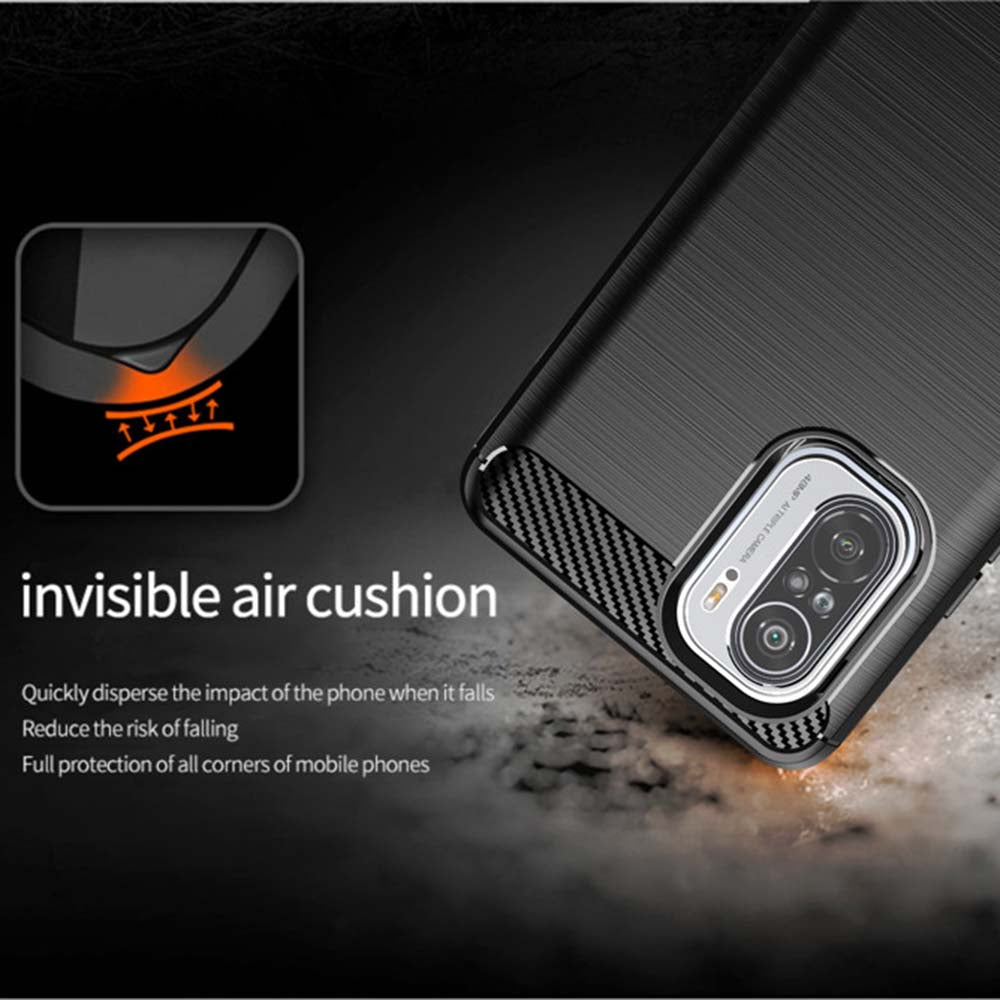 Custodia per Xiaomi Poco F3 / Mi 11i, Techsuit, Carbonio, Nera