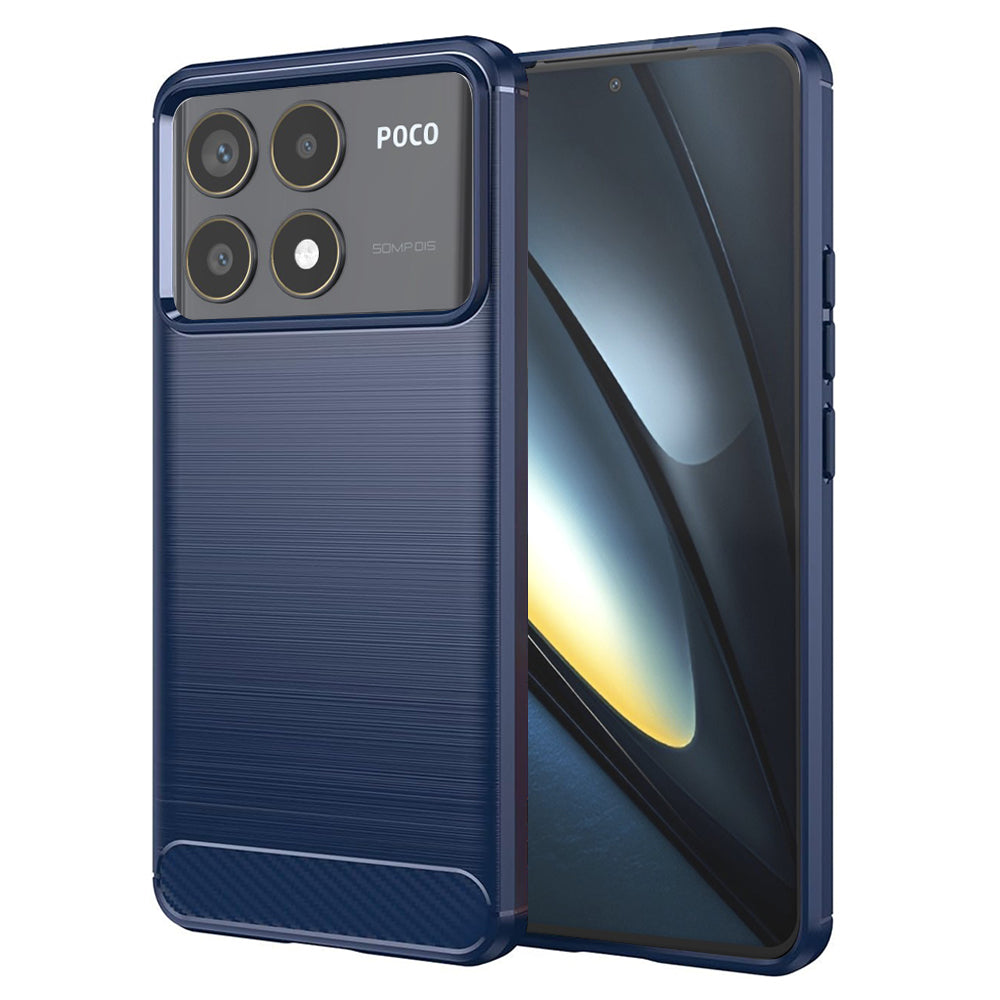 Custodia per Xiaomi Poco F6 Pro, Techsuit, Carbonio, Blu