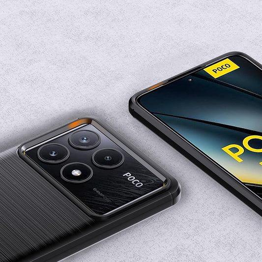 Custodia per Xiaomi Poco F6 Pro, Techsuit, Carbonio, Blu