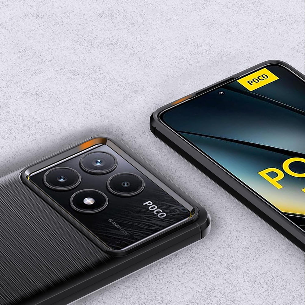 Custodia per Xiaomi Poco F6 Pro, Techsuit, Carbonio, Nera