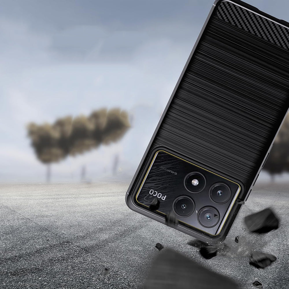 Custodia per Xiaomi Poco F6 Pro, Techsuit, Carbonio, Nera