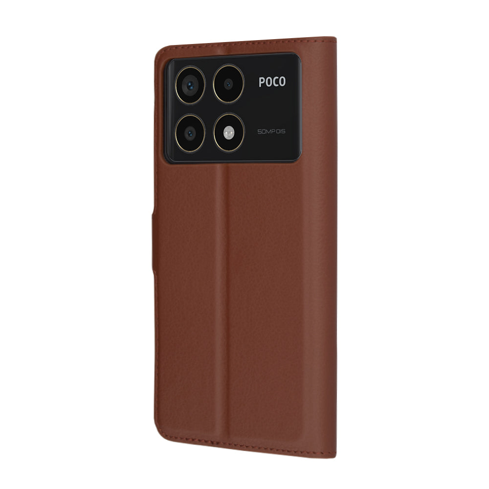 Custodia per Xiaomi Poco F6 Pro, Techsuit, Leather Folio, Marrone