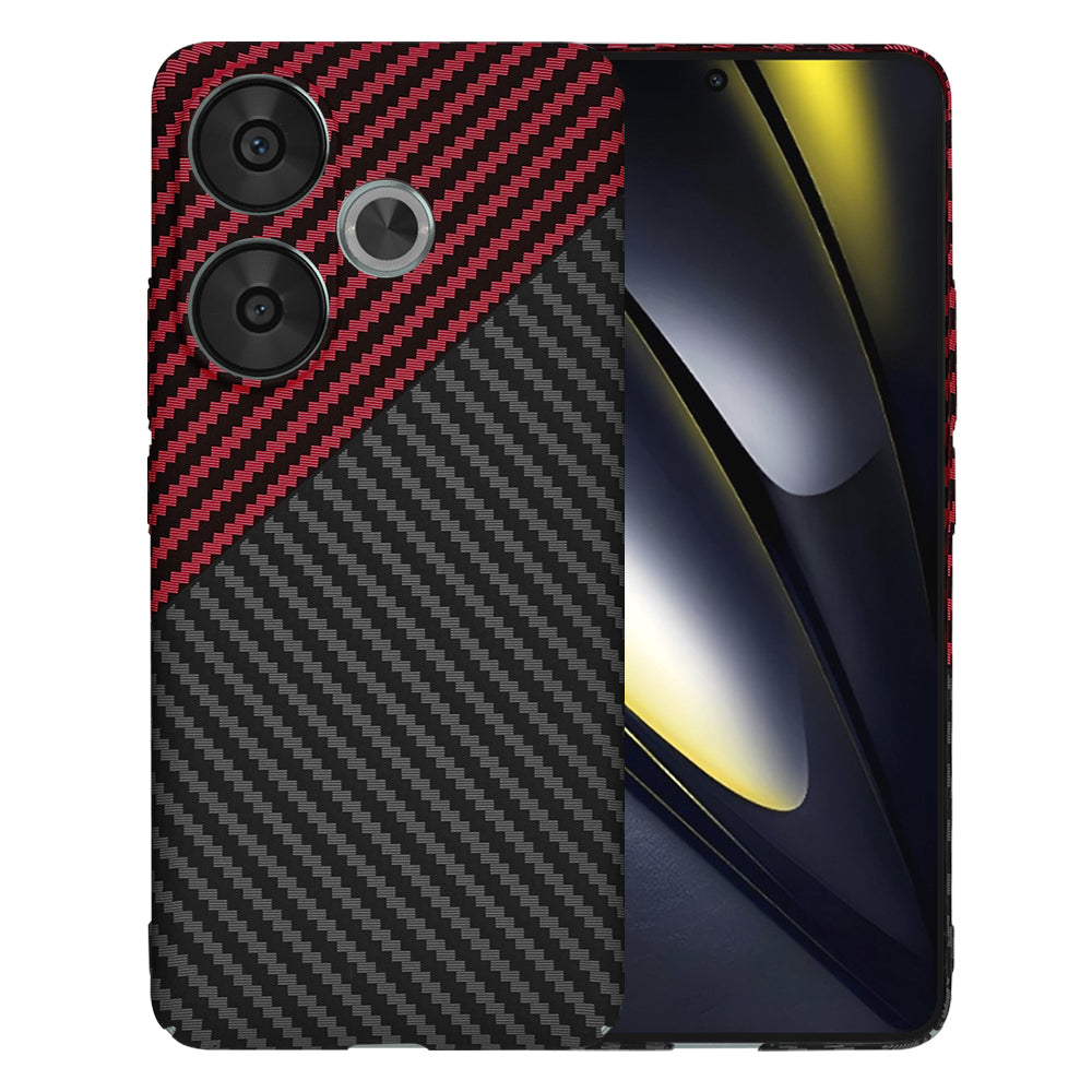 Custodia per Xiaomi Poco F6, Techsuit, Carbonite FiberShell, Nero Rosso