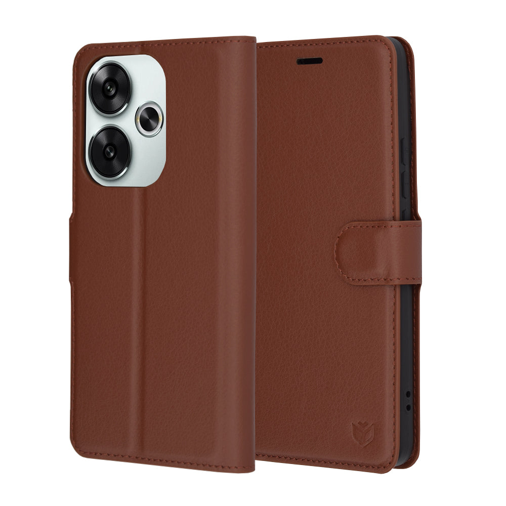 Custodia per Xiaomi Poco F6, Techsuit, Leather Folio, Marrone