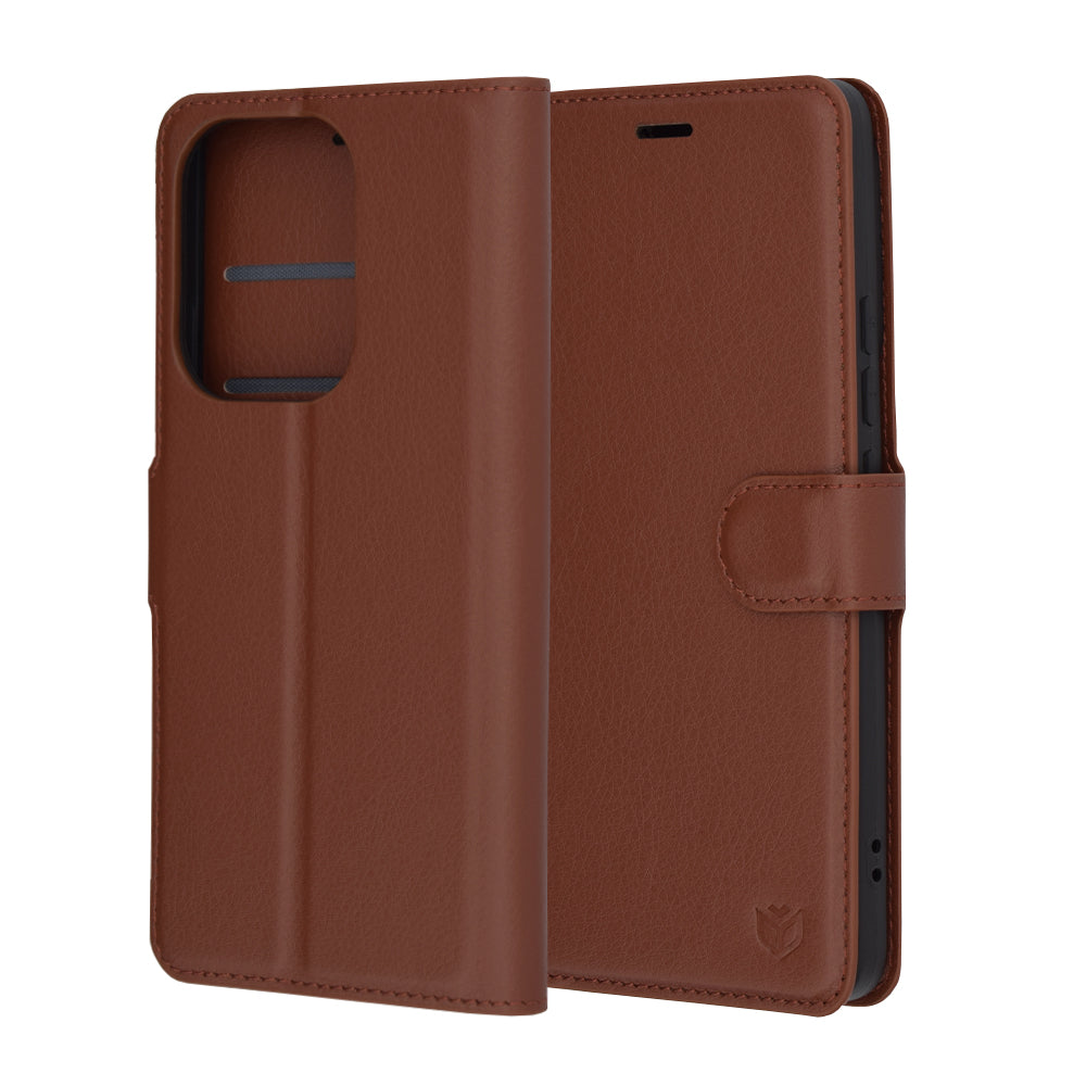 Custodia per Xiaomi Poco F6, Techsuit, Leather Folio, Marrone
