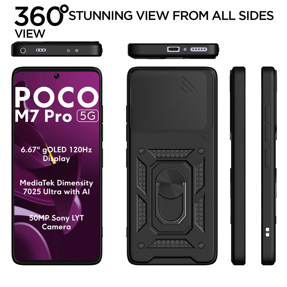 Custodia per Xiaomi Poco M7 Pro 5G, Techsuit, CamShield, Nera