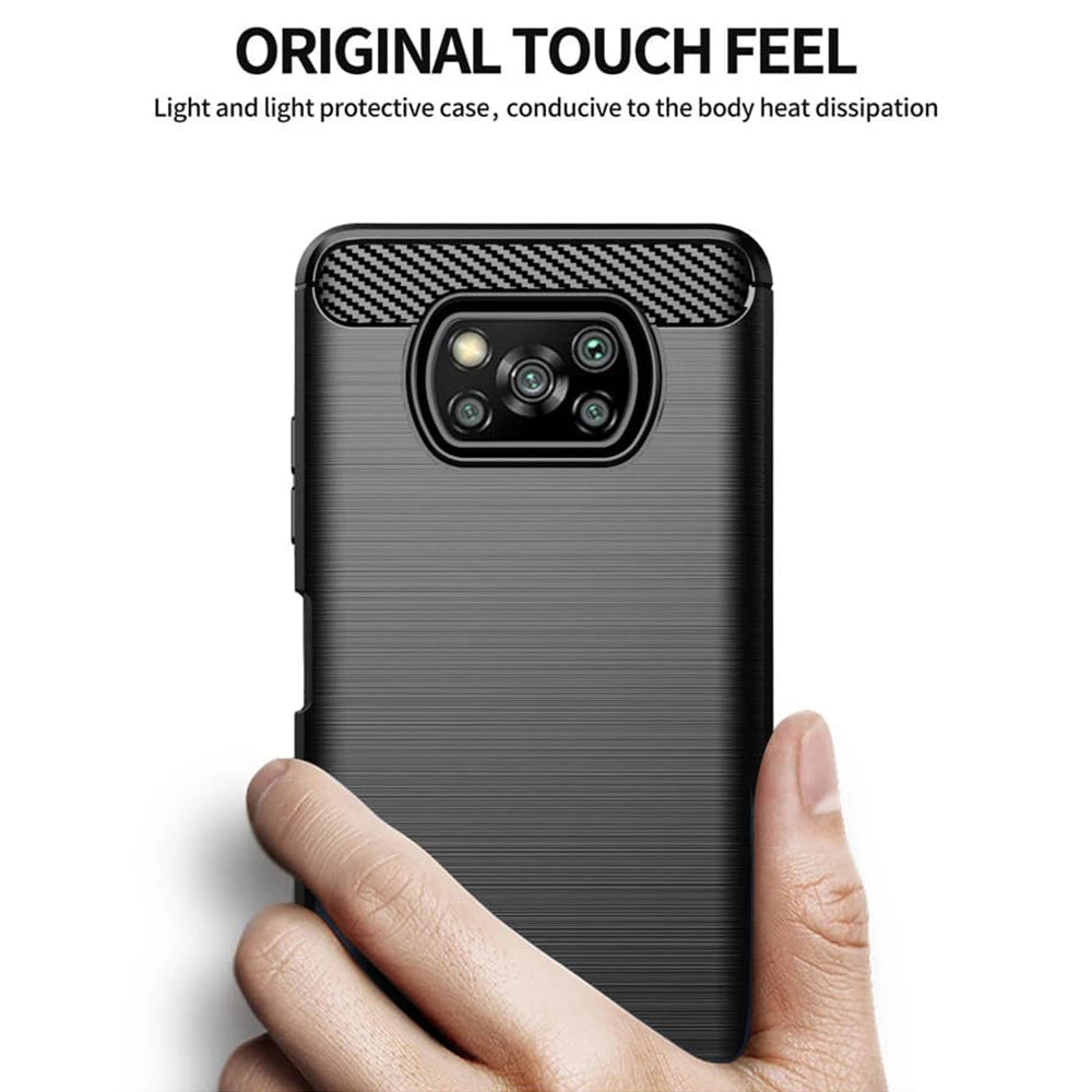 Custodia per Xiaomi Poco X3 Pro / X3 NFC / X3, Techsuit, Carbonio, Nera