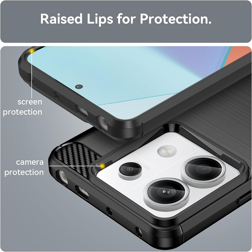 Custodia per Xiaomi Poco X6 / Note 13 Pro 5G, Techsuit, Carbonio, Nera