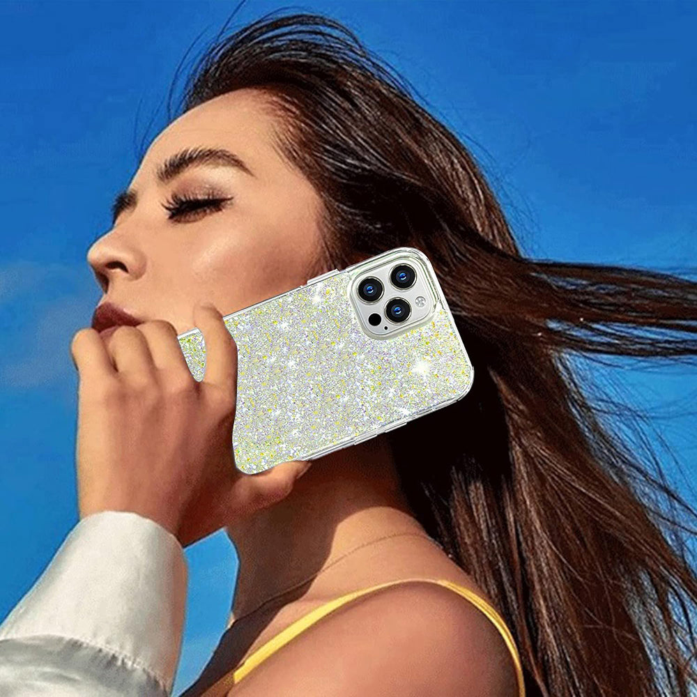 Custodia per Xiaomi Poco X6 Pro, Techsuit, Sparkly Glitter, Bianca
