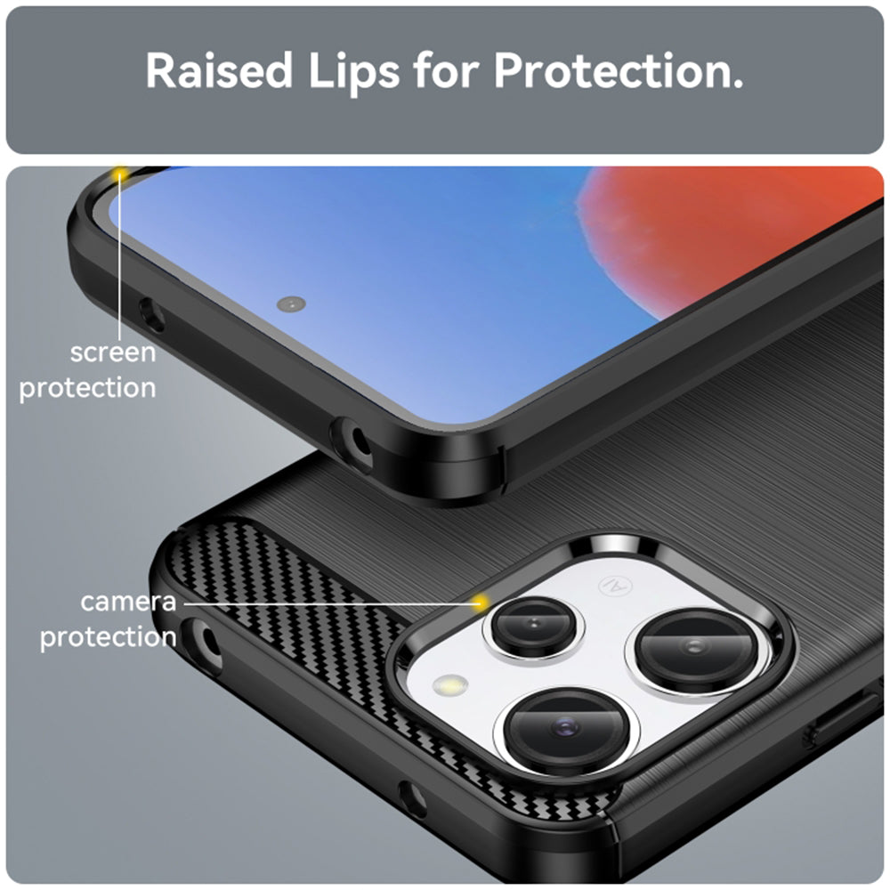Custodia per Xiaomi Redmi 12 5G / 12, Techsuit, Carbonio, Nera
