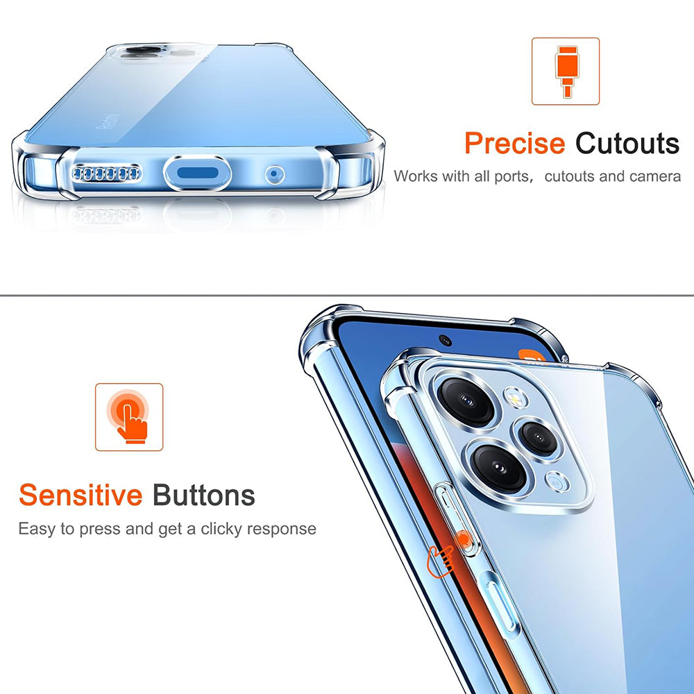 Custodia per Xiaomi Redmi 12 5G / 12, Techsuit, Shockproof Clear, Trasparente