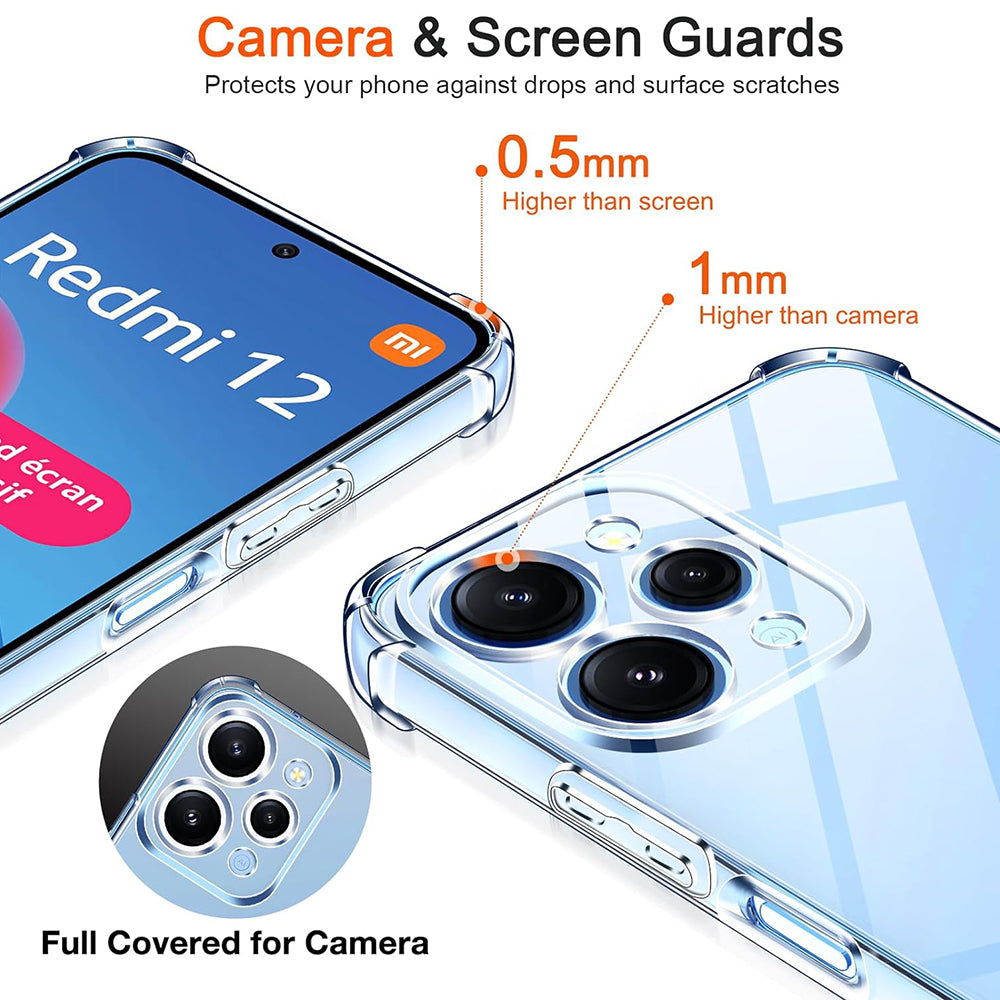 Custodia per Xiaomi Redmi 12 5G / 12, Techsuit, Shockproof Clear, Trasparente