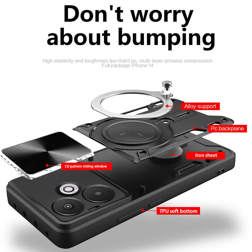 Custodia per Xiaomi Redmi 13C 5G, Techsuit, CamGuard Pro, Nera