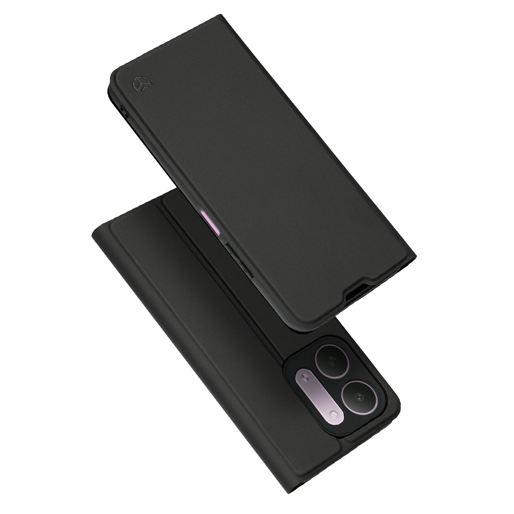 Custodia per Xiaomi Redmi 17C 5G, Techsuit, Magskin Book, Nera
