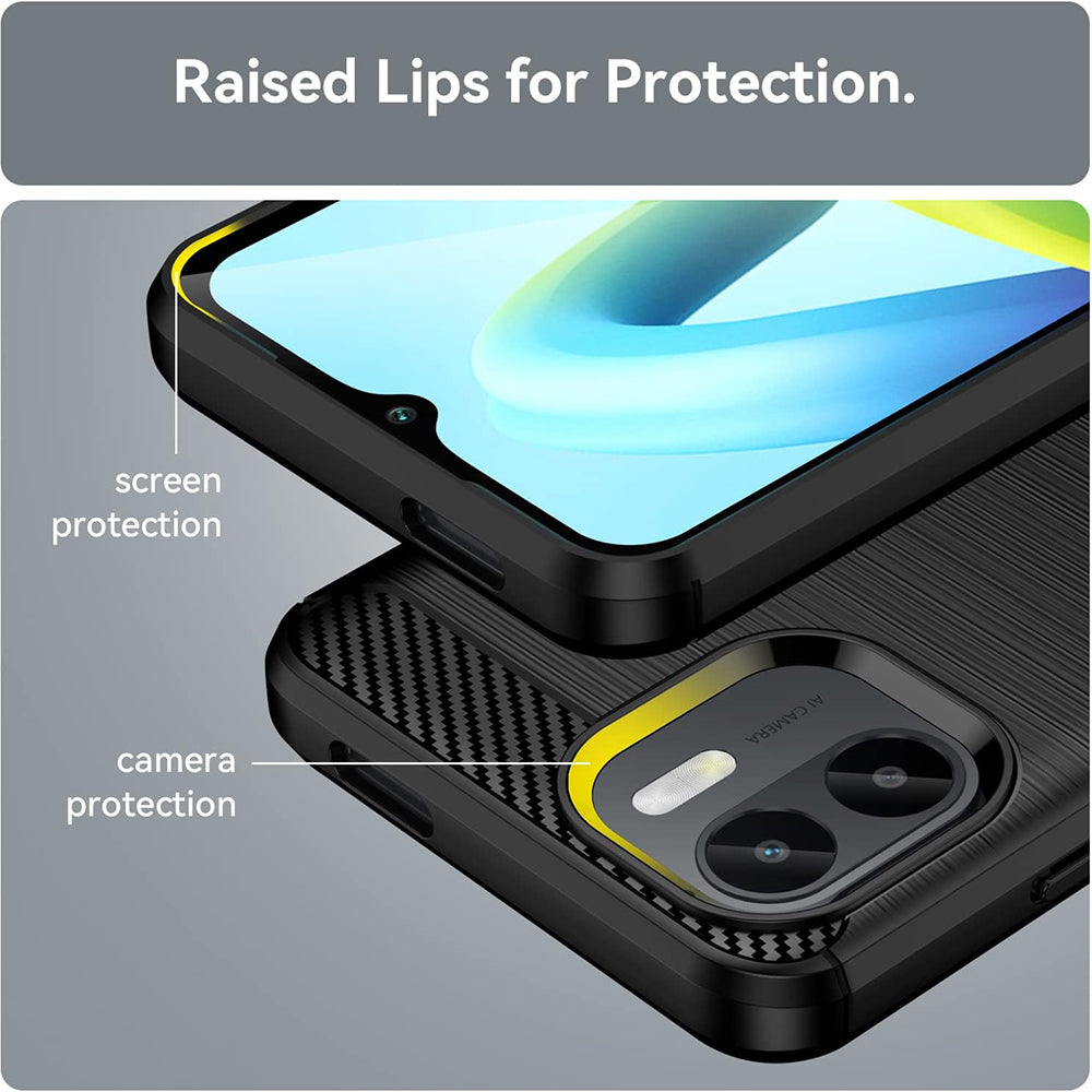 Custodia per Xiaomi Redmi A2 / A1, Techsuit, Carbonio, Nera