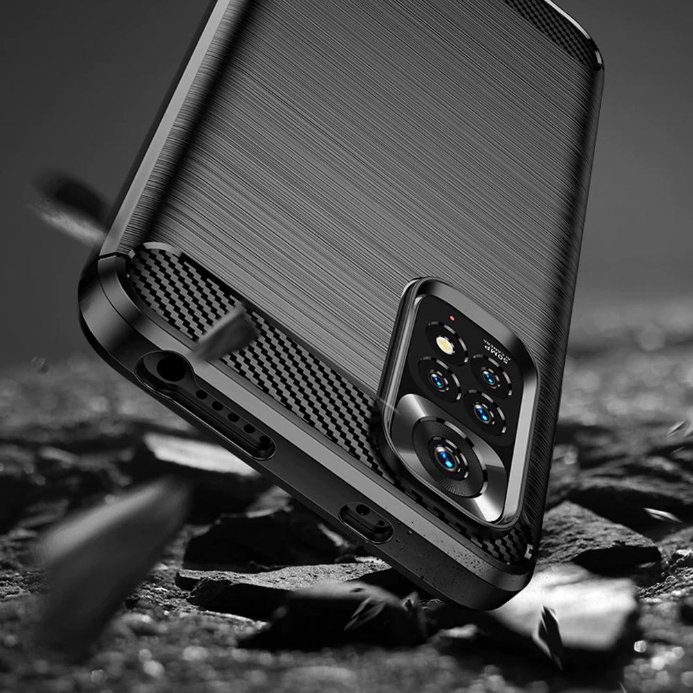 Custodia per Xiaomi Redmi Note 11S / Note 11, Techsuit, Carbonio, Nera