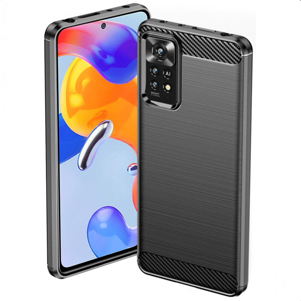 Custodia per Xiaomi Redmi Note 12 Pro 4G / Note 11 Pro 5G / Note 11 Pro, Techsuit, Carbonio, Nera