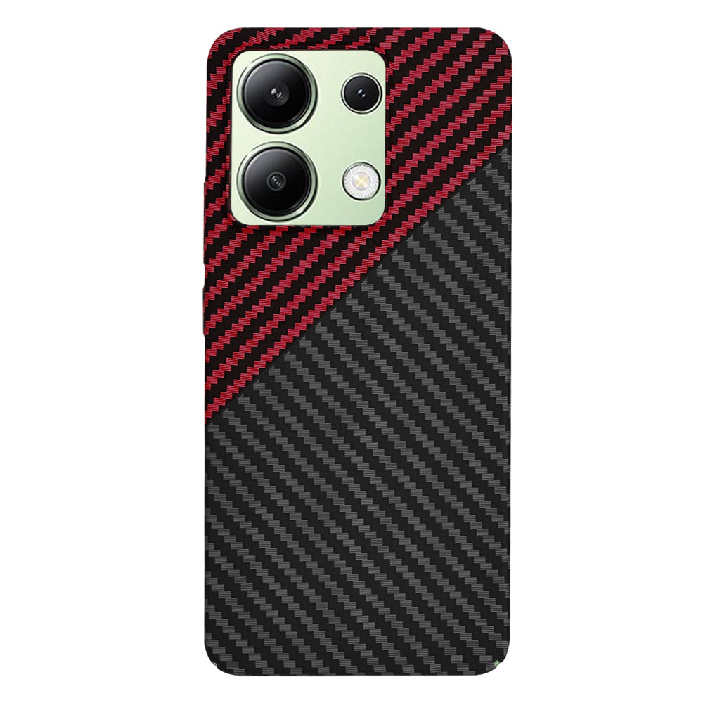 Custodia per Xiaomi Redmi Note 13 4G, Techsuit, Carbonite FiberShell, Nero Rosso