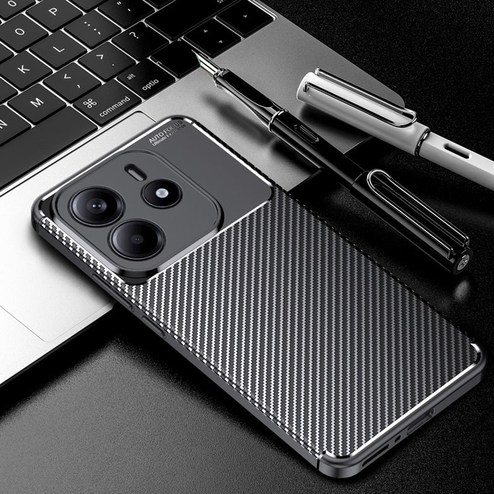 Custodia per Xiaomi Redmi Note 14 5G, Techsuit, CarbonFiber, Nera