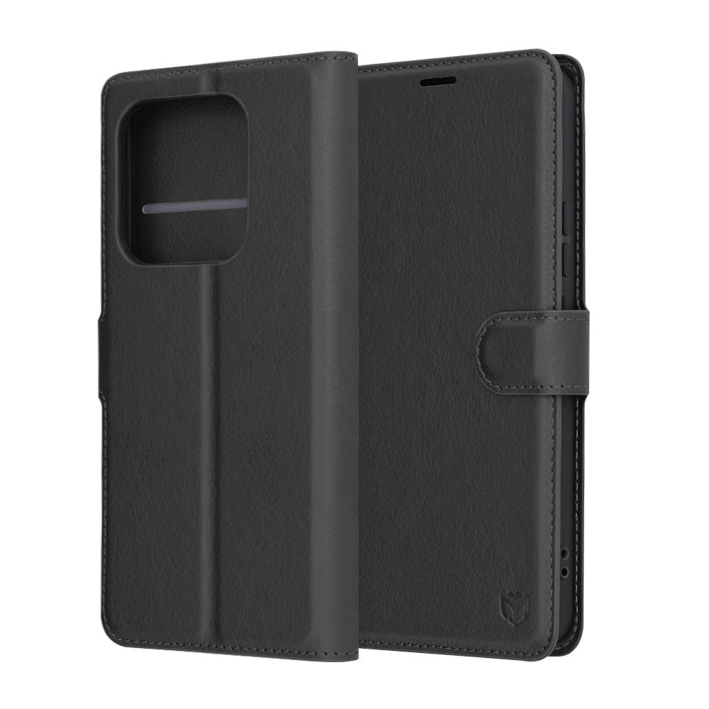 Custodia per Xiaomi Redmi Note 14 5G, Techsuit, Leather Folio, Nera