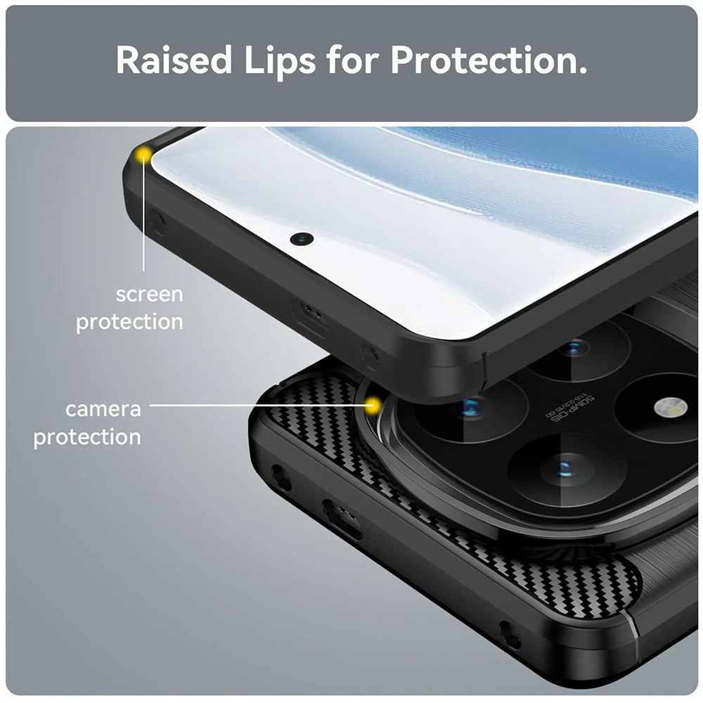 Custodia per Xiaomi Redmi Note 14 Pro 4G, Techsuit, Carbonio, Blu