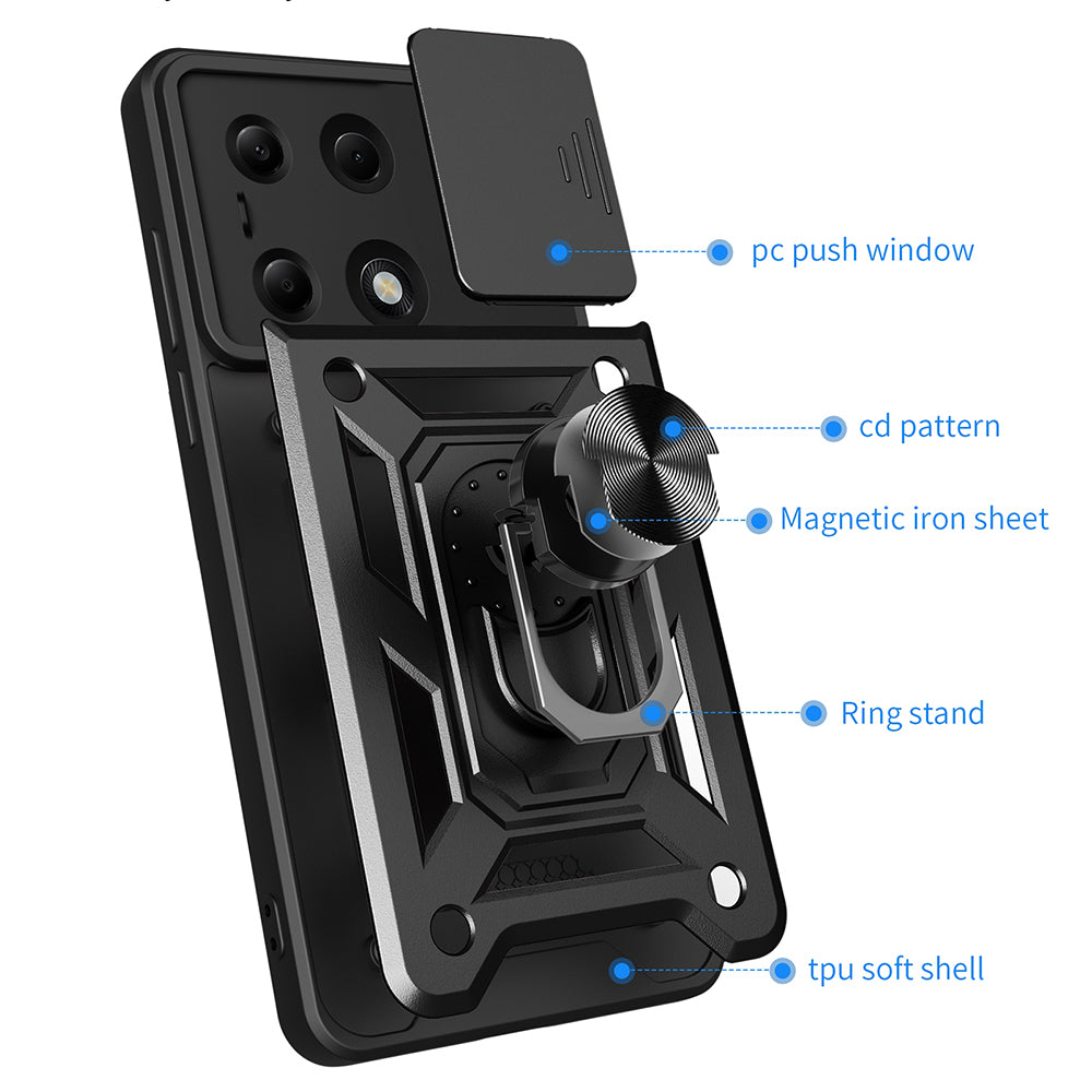 Custodia per Xiaomi Redmi Note 14S / Note 13 Pro 4G / Poco M6 Pro 4G, Techsuit, CamShield, Blu