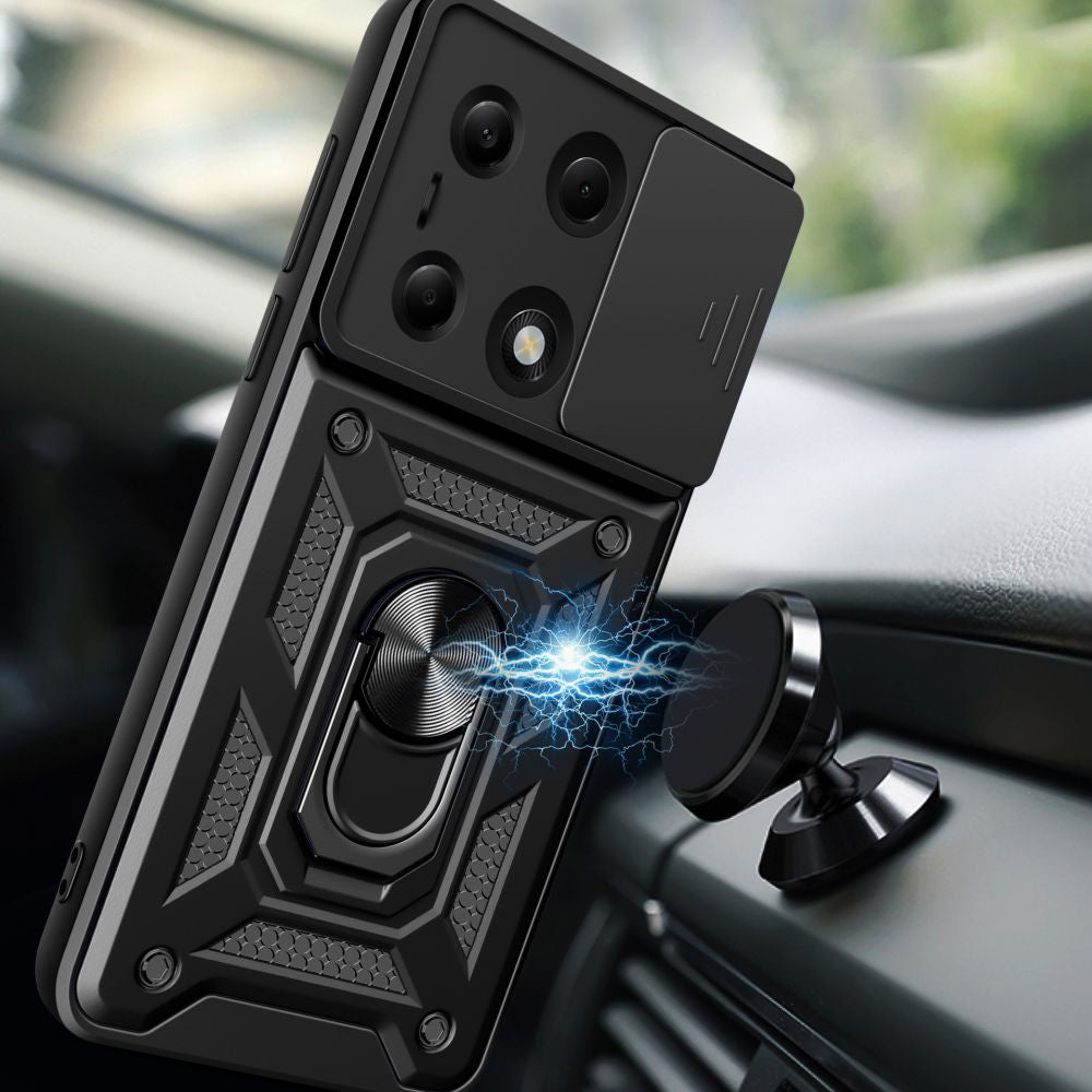 Custodia per Xiaomi Redmi Note 14S / Note 13 Pro 4G / Poco M6 Pro 4G, Techsuit, CamShield, Nera