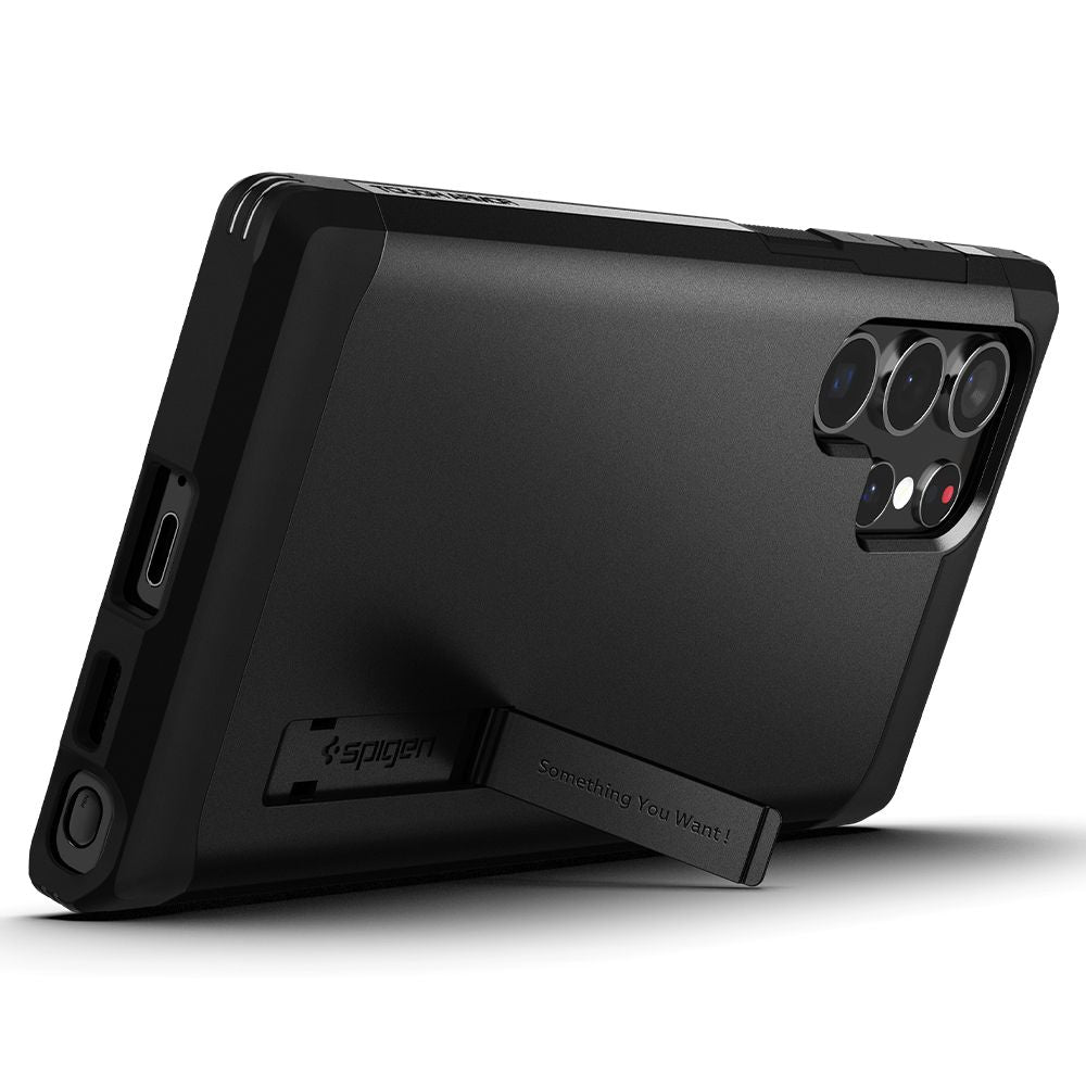 Custodia per Samsung Galaxy S22 Ultra 5G S908, Spigen, Tough Armor, Nera ACS03923