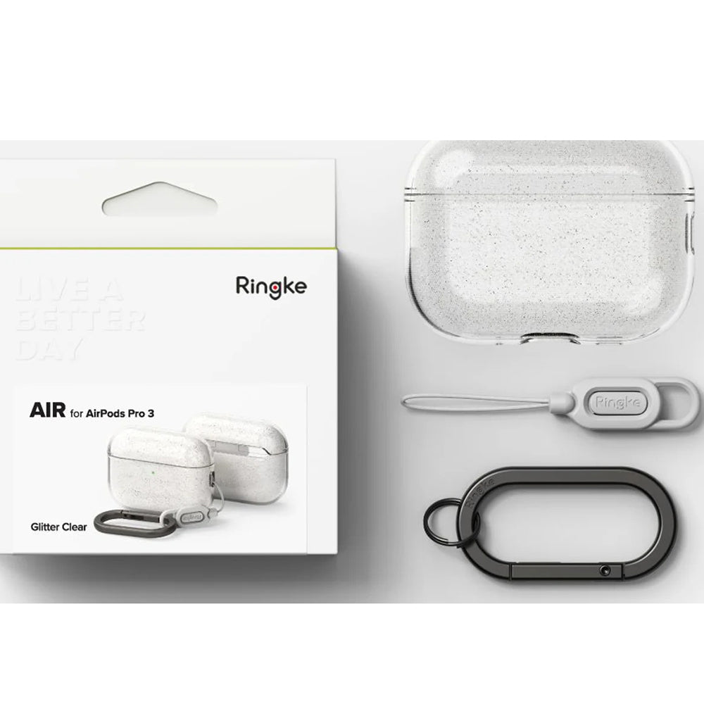 Custodia Ringke Air Glitter per Apple AirPods Pro 3, Trasparente
