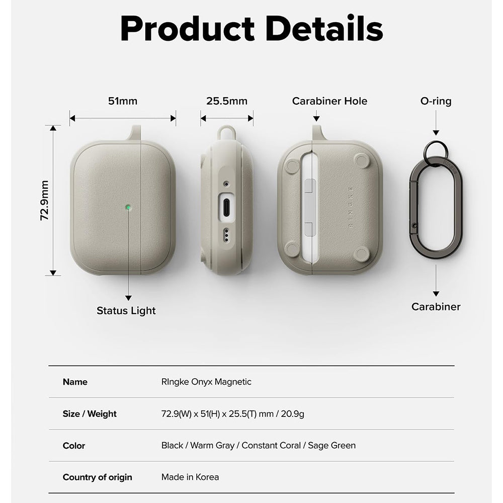 Custodia Ringke Onyx Magnetic per Apple AirPods Pro 3, Grigio