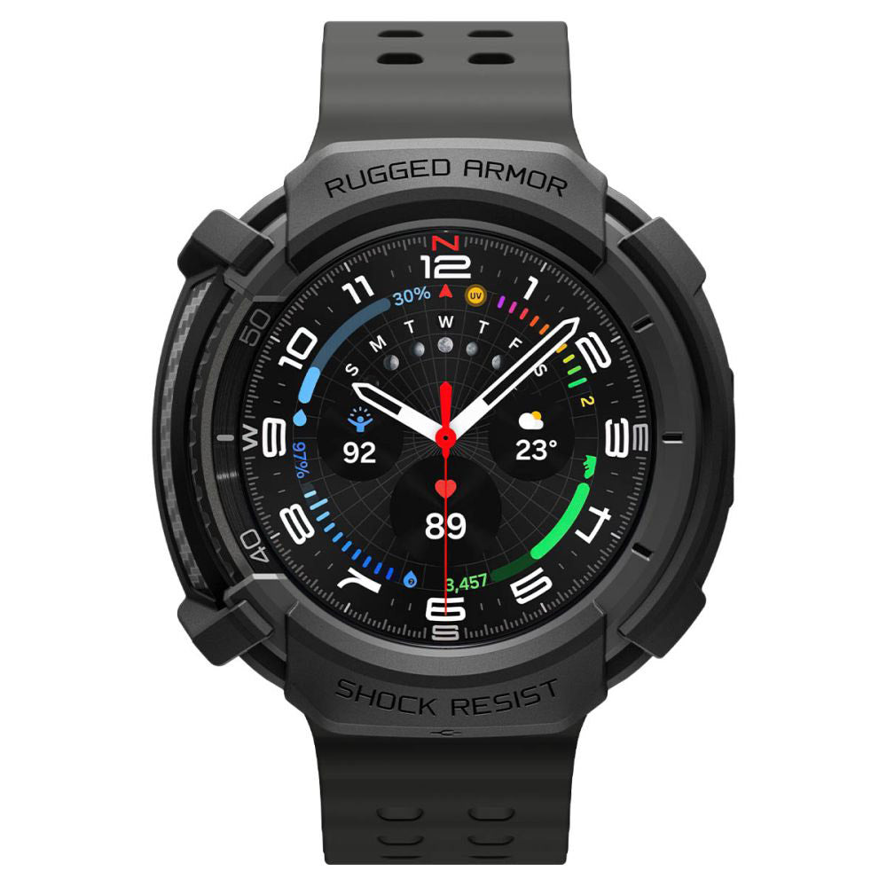 Custodia Spigen Rugged Armor per Samsung Galaxy Watch8 Classic, Opaca Nera ACS10012