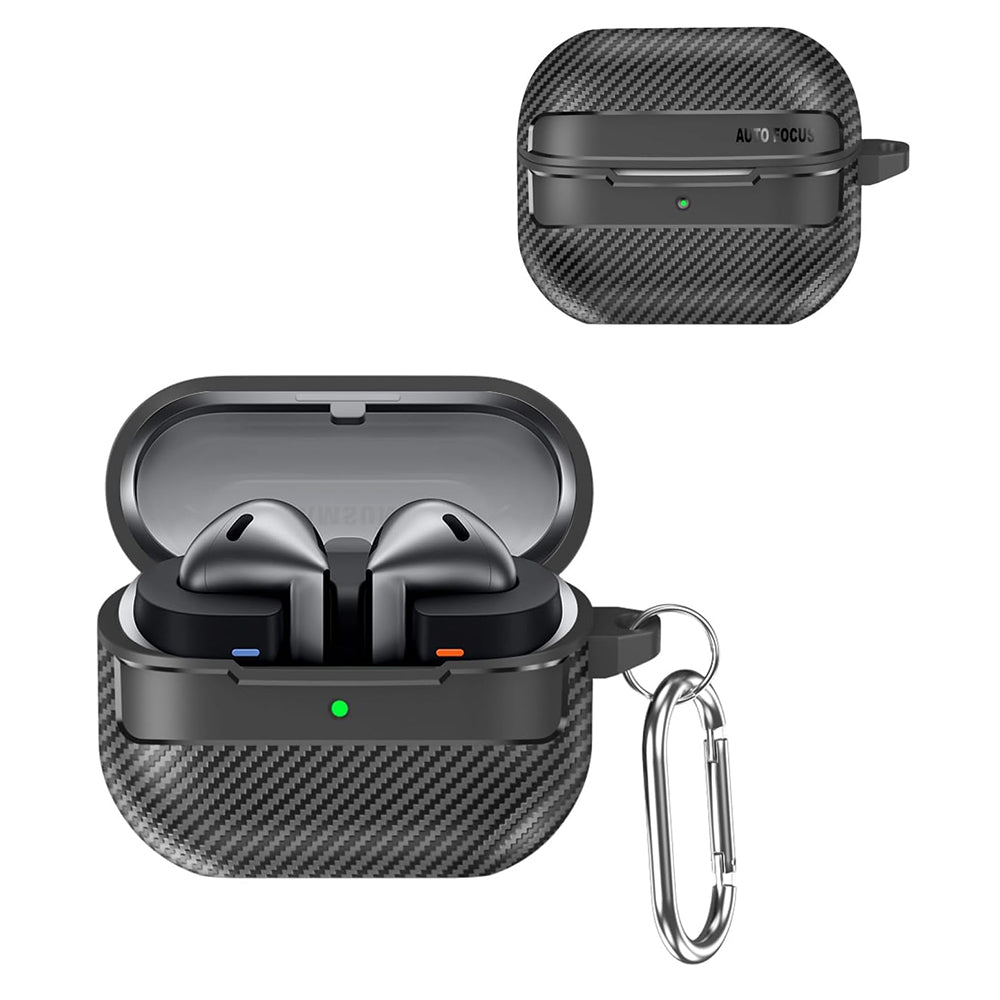 Custodia Techsuit CarbonFiber per Samsung Galaxy Buds3 FE / Buds3 Pro / Buds3, Nera