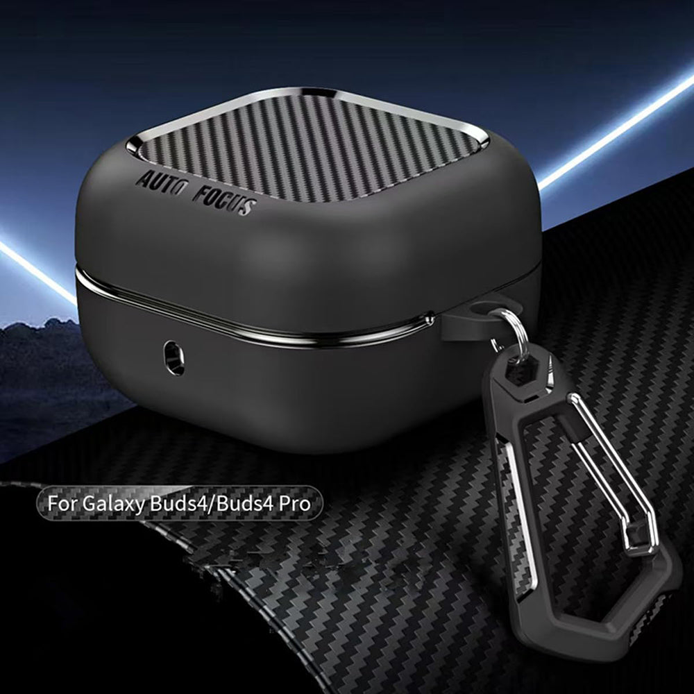 Custodia Techsuit CarbonFiber per Samsung Galaxy Buds4 / Buds4 Pro, Nera