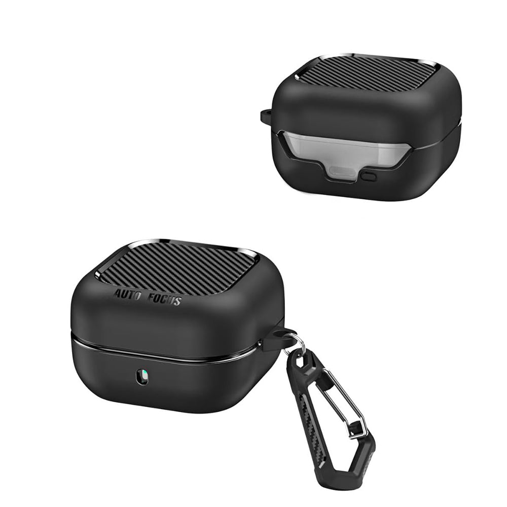 Custodia Techsuit CarbonFiber per Samsung Galaxy Buds4 / Buds4 Pro, Nera