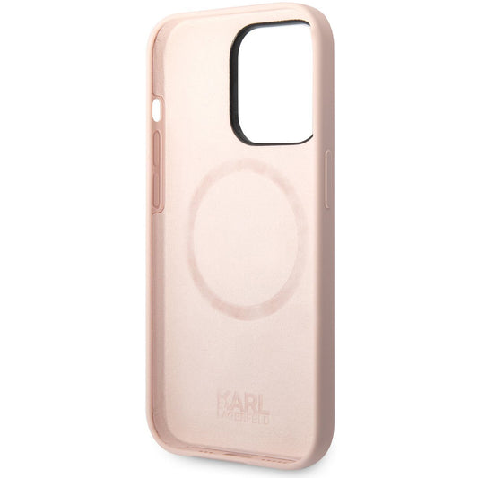 Custodia MagSafe per Apple iPhone 14 Pro, Karl Lagerfeld, Silicone Karl Head, Rosa